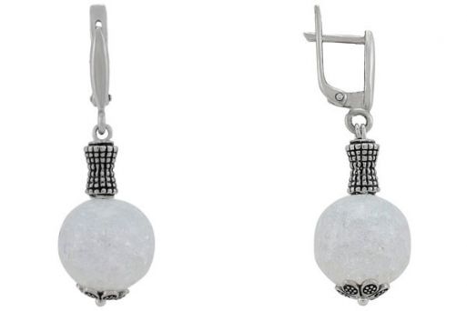 Серьги из серебра 925 пробы с льдистым кварцем.