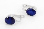 Серьги из серебра с сапфиром овал 8х10 мм 58132