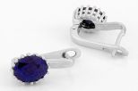Серьги из серебра с сапфиром овал 7х9 мм 58134