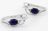 Серьги из серебра с сапфиром и фианитами овал 5х7 мм 58144