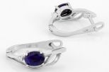 Серьги из серебра с сапфиром и фианитами овал 5х7 мм 58144