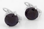 Серьги из серебра с сапфиром круг 10 мм 58149