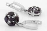 Серьги из серебра с сапфиром круг 4 мм 4 маркизы 3х6 мм 58153