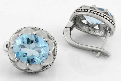 Серебряные серьги с топазом 58206 купить в магазине Самоцветы мира