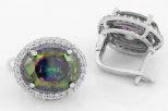 Серьги из серебра с аметистом мистик и фианитами овал 9х11 мм 58320