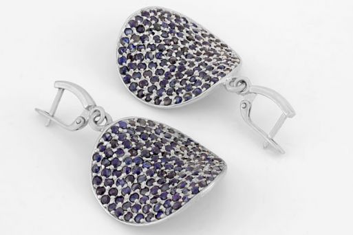 Серебряные серьги с сапфиром 58399 купить в магазине Самоцветы мира