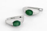 Серьги из серебра с изумрудом овал 6х8 мм 58595