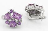 Серьги из серебра с аметистом 6 камней 58611