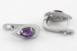 Серьги из серебра с аметистом капля 4х6 мм 58615