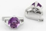 Серьги из серебра с аметистом квадрат 10х10 мм 58628