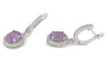 Серьги из серебра с аметистом и фианитами овал 8х10 мм 58634