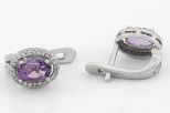 Серьги из серебра с аметистом и фианитами овал 5х7 мм 58640