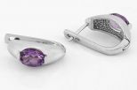 Серьги из серебра с аметистом овал 6х8 мм 58670