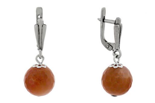 Серьги из серебра с Солнечным камнем.