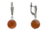 Серьги из серебра с солнечным камнем шар гранёный 12 мм 59001
