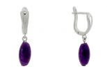 Серьги из мельхиора с аметистом рис 2х12 мм 59003
