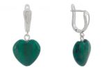 Серьги из мельхиора с малахитом сердце 16х16 мм 59017