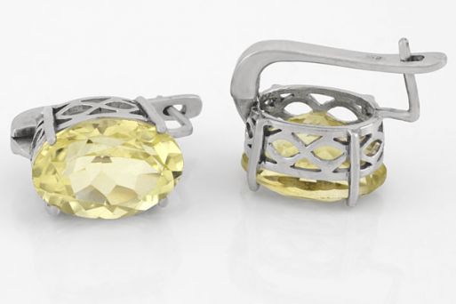 Серебряные серьги с цитрином 59059 купить в магазине Самоцветы мира