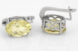 Серьги из серебра с цитрином овал 13х18 мм 59059