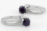 Серьги из серебра с сапфиром и фианитами круг 7 мм 59104
