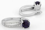 Серьги из серебра с сапфиром и фианитами круг 7 мм 59104