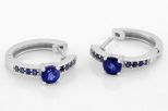Серьги из серебра с сапфиром круг 5 мм и 8 кругов 2 мм 59105