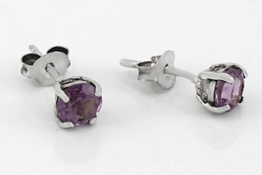 Серебряные серьги с аметистом 59135 купить в магазине Самоцветы мира