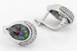 Серьги из серебра с аметистом мистик и фианитами овал 7х9 мм 59262