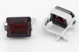 Серьги из серебра с гранатом прямоугольник 10х12 мм 59297