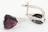 Серьги из серебра с гранатом треугольник 12х12х12 мм 59308