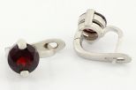 Серьги из серебра с гранатом круг 8 мм 59320