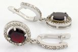 Серьги из серебра с гранатом и фианитами овал 8х10 мм 59331
