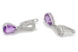 Серьги из серебра с аметистом и фианитами капля 8х12 мм 59348