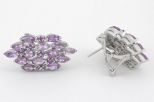 Серьги из серебра с аметистом 14 маркиз 3х6 мм 5 кругов 3 мм 59357