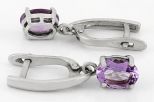 Серьги из серебра с аметистом овал 7х9 мм 59368