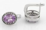 Серьги из серебра с аметистом и фианитами овал 7х9 мм 59422