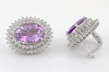 Серьги из серебра с аметистом и фианитами овал 12х16 мм 59431