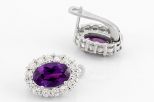 Серьги из серебра с александритом и фианитами овал 8х12 мм 59461