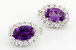Серьги из серебра с александритом и фианитами овал 8х12 мм 59461