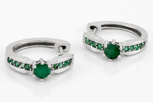 Серебряные серьги с изумрудом 59504 купить в магазине Самоцветы мира