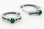 Серьги из серебра с изумрудом круг 5 мм и 8 кругов 2 мм 59504