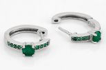 Серьги из серебра с изумрудом круг 5 мм и 8 кругов 2 мм 59505