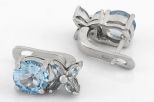 Серьги из серебра с топазом круг 8 мм 4 маркизы 2х4 мм 59518