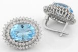 Серьги из серебра с топазом и фианитами овал 12х16 мм 59528