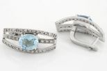 Серьги из серебра с топазом и фианитами овал 8х10 мм 59529