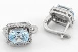 Серьги из серебра с топазом и фианитами овал 7х9 мм 59532