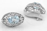 Серьги из серебра с топазом овал 7х9 мм 59545