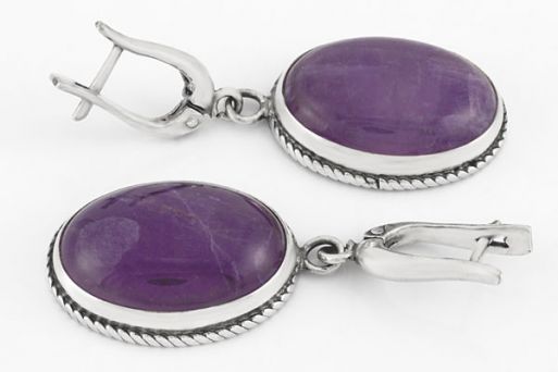 Серебряные серьги с аметистом 59606 купить в магазине Самоцветы мира