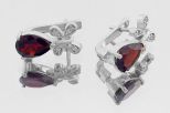 Серьги из серебра с гранатом и фианитами гвиана капля 7х10 мм 59720