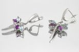 Серьги из серебра с самоцветами и фианитами 4 маркизы 4х8 мм стрекоза 59748